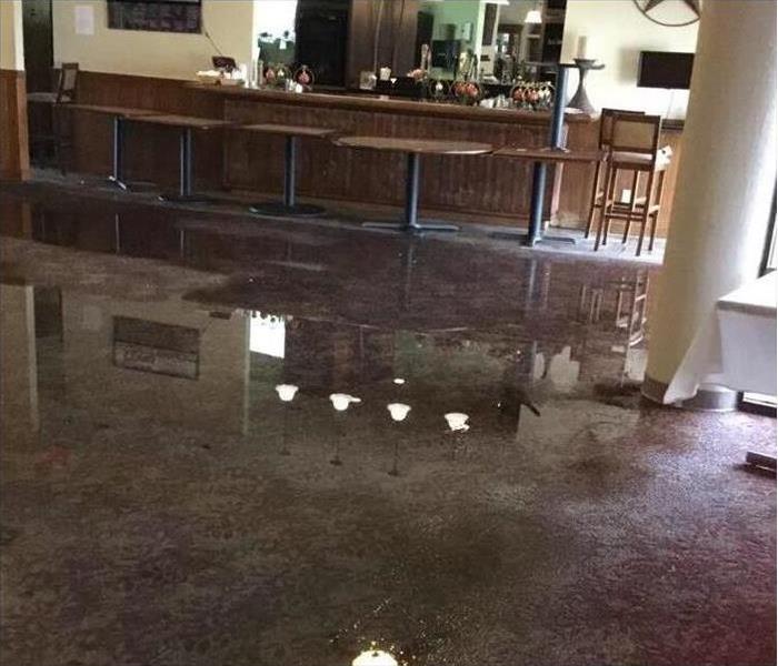 Commercial property with flooded floors